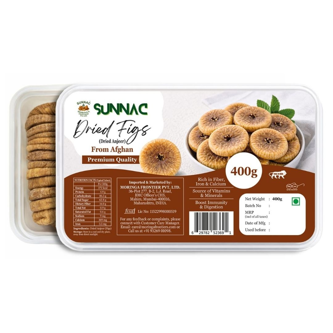 SUNNAC Premium Afghani Anjeer – 400g | Soft & Naturally Sweet Dried Figs