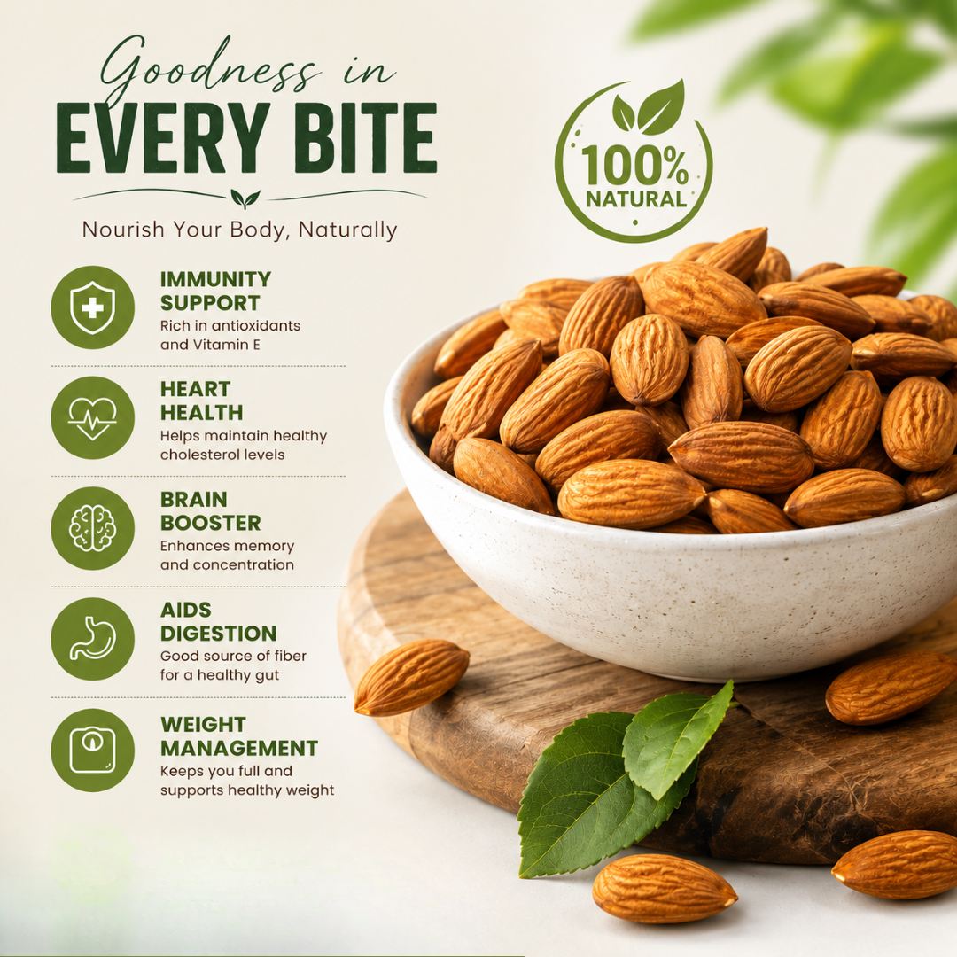SUNNAC Premium California Almonds (Badam) – 140g | Big Size, Crunchy & Fresh