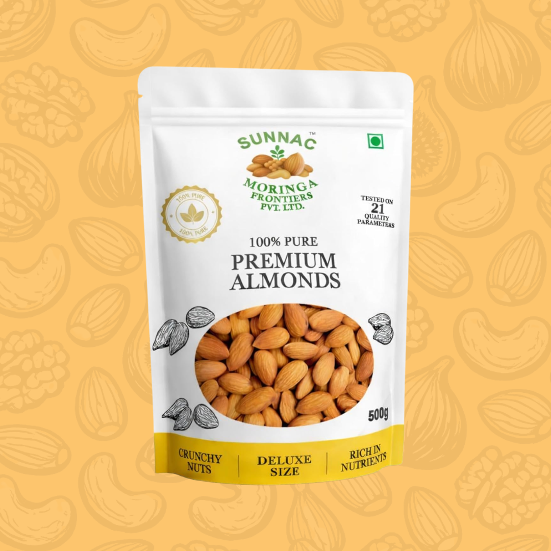 SUNNAC Premium California Almonds (Badam) – 140g | Big Size, Crunchy & Fresh