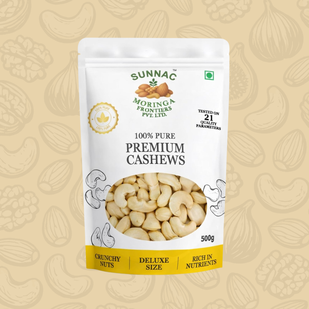 SUNNAC Premium Whole Cashews (Kaju) – 140g | Fresh, Crunchy & Handpicked