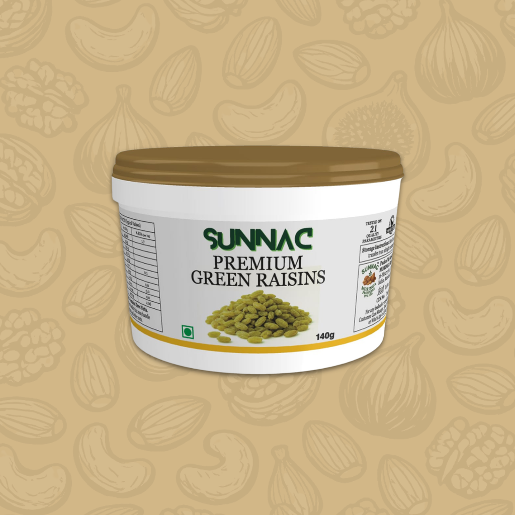 SUNNAC Premium Green Raisins (Kishmish) – 140g | Naturally Sweet, Soft & Juicy