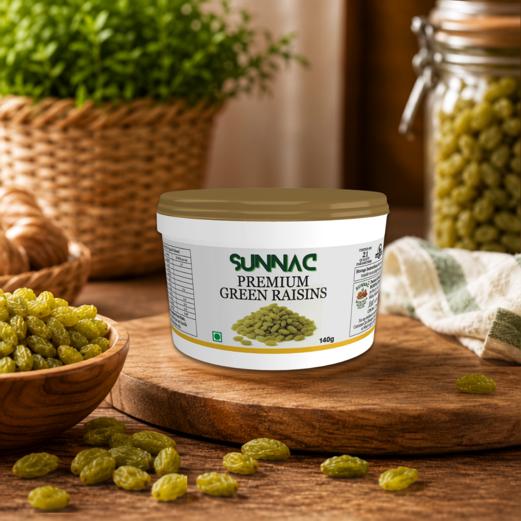 SUNNAC Premium Green Raisins (Kishmish) – 140g | Naturally Sweet, Soft & Juicy