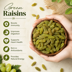 SUNNAC Premium Green Raisins (Kishmish) – 140g | Naturally Sweet, Soft & Juicy