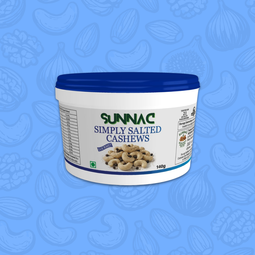 SUNNAC Simply Salted Cashews – 140g | Lightly Roasted & Perfectly Seasoned