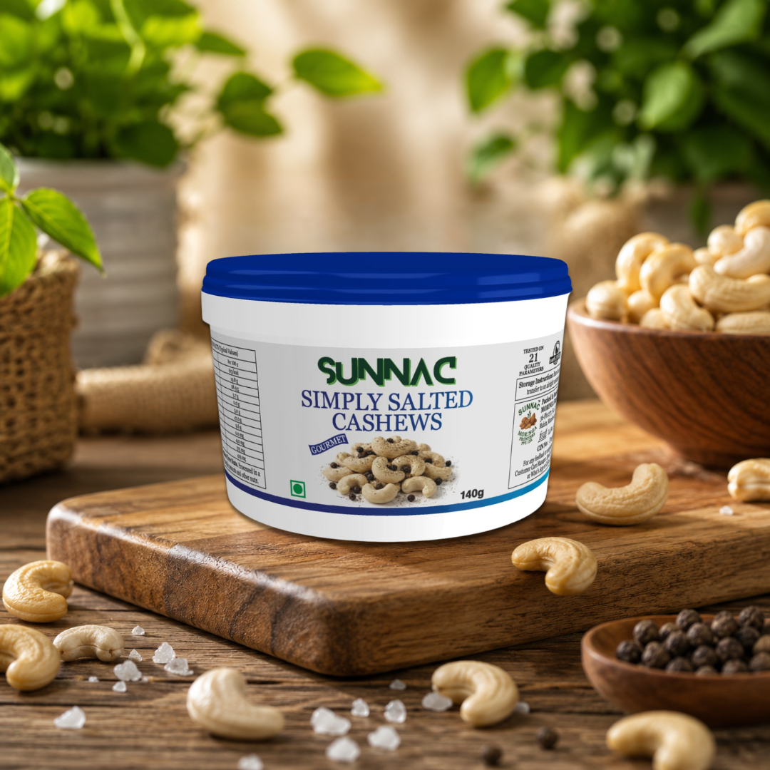 SUNNAC Simply Salted Cashews – 140g | Lightly Roasted & Perfectly Seasoned