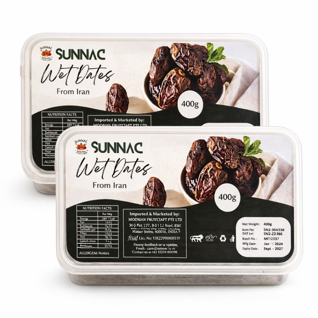 SUNNAC Premium Wet Dates – 400g | Soft & Juicy Khajur | Naturally Sweet & Fiber Rich